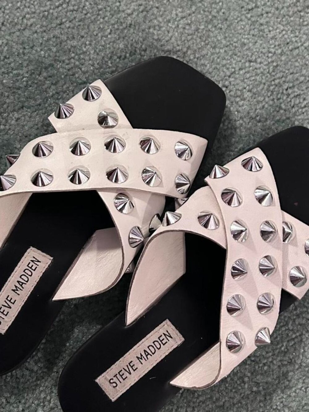 Steve Madden Women's Pink and Black Slides